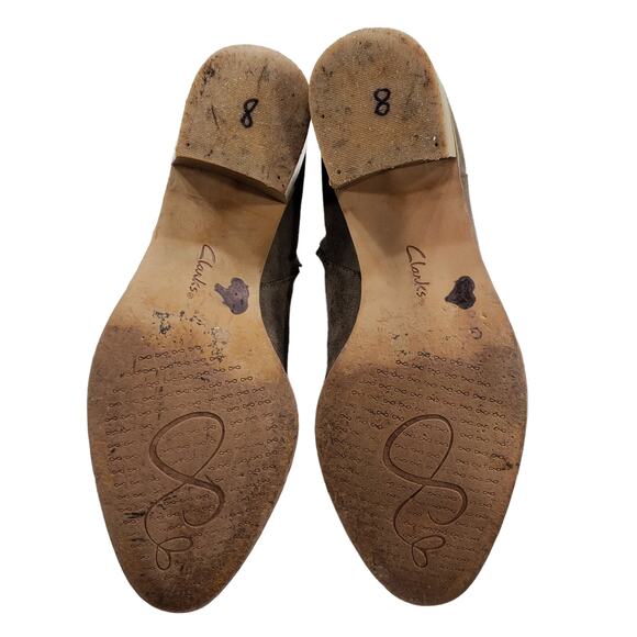 Clarks 8 Suede Leather Bootie Women Breccan‎ Myth Brown Zip Stack 2" Ankle Boots - Picture 8 of 10